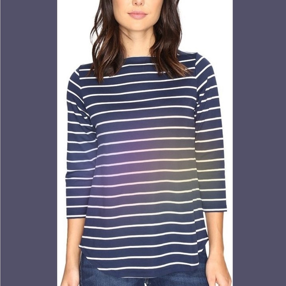 Pendleton Marseille Stripe Women's three quarter shirt, envelope neck, size M - Picture 3 of 10